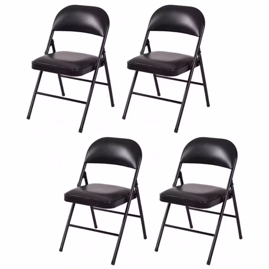Wholesale Commercial Indoor Foldable Folding Chair/Conference Chair/ Black PU Leather Metal Chair Price for Conference/Banquet/Office/Visitor/Catering Furniture